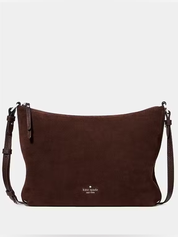 Kate Spade New York Lenox Suede Large Crossbody Bag, Hot Fudge Brown Nwt